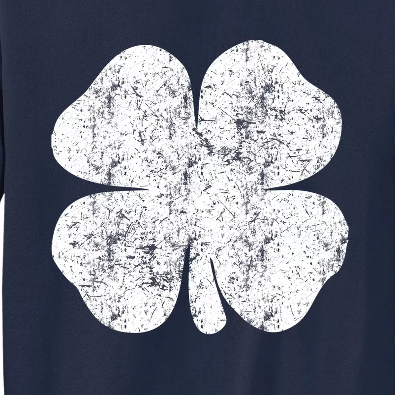 St. Patrick's Day Four Leaf Clover Green Background Design Tall Sweatshirt