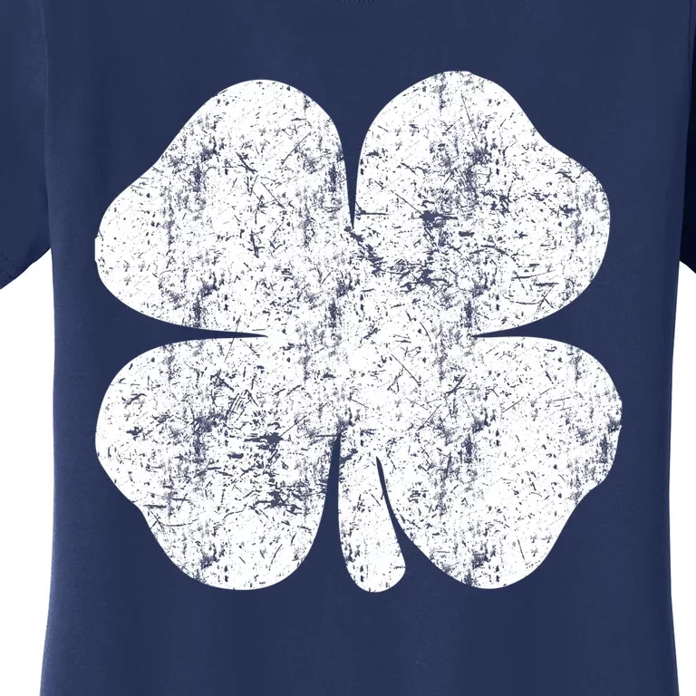 St. Patrick's Day Four Leaf Clover Green Background Design Women's T-Shirt