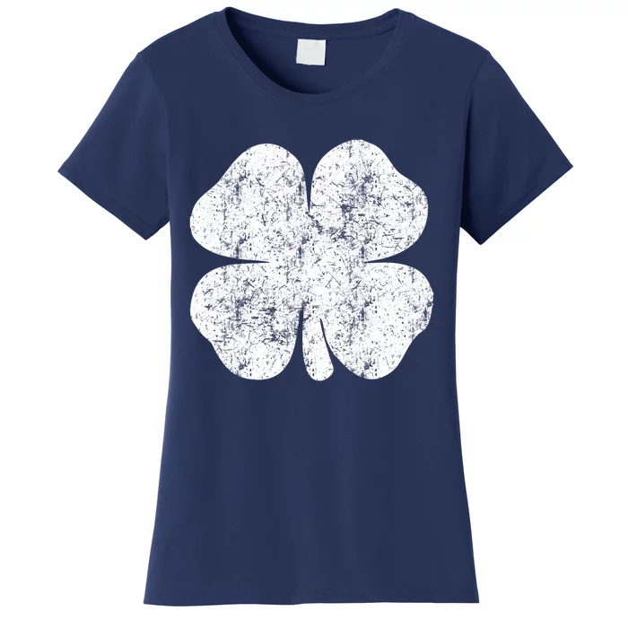 St. Patrick's Day Four Leaf Clover Green Background Design Women's T-Shirt