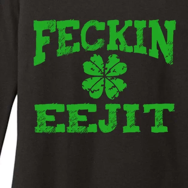 St Patricks Day Feckin Eejit Funny Irish Drinking Gift Womens CVC Long Sleeve Shirt