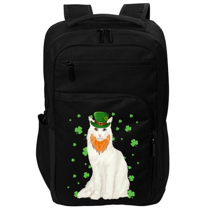 St Patricks Day Turkish Angora Cat Shamrock Gift Cool Gift Impact Tech Backpack