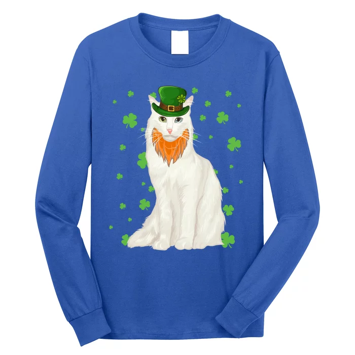 St Patricks Day Turkish Angora Cat Shamrock Gift Cool Gift Long Sleeve Shirt