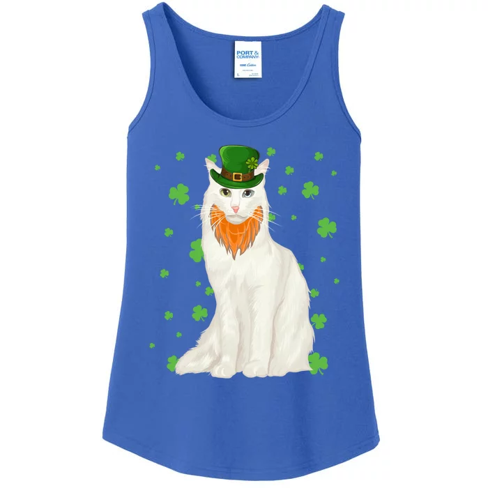 St Patricks Day Turkish Angora Cat Shamrock Gift Cool Gift Ladies Essential Tank