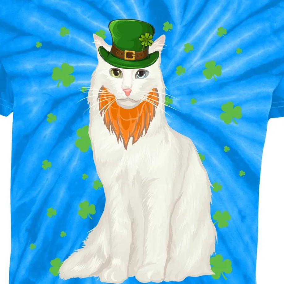 St Patricks Day Turkish Angora Cat Shamrock Gift Cool Gift Kids Tie-Dye T-Shirt