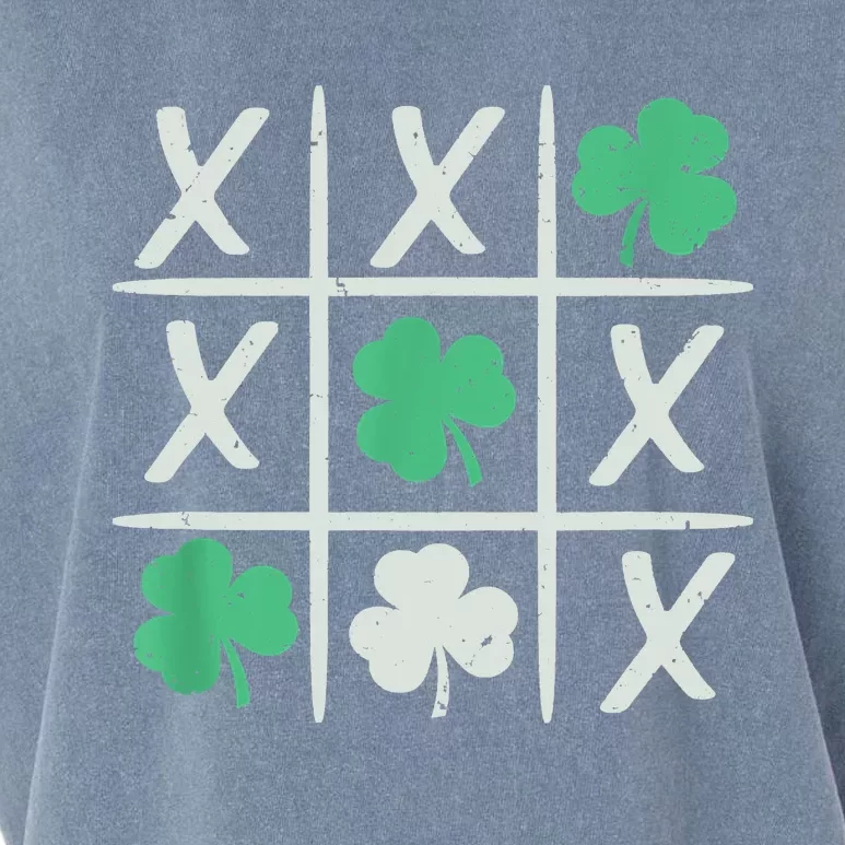 St Patrick's Day Tic Tac Toe Lucky Shamrock Garment-Dyed Women's Muscle Tee