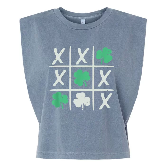 St Patrick's Day Tic Tac Toe Lucky Shamrock Garment-Dyed Women's Muscle Tee