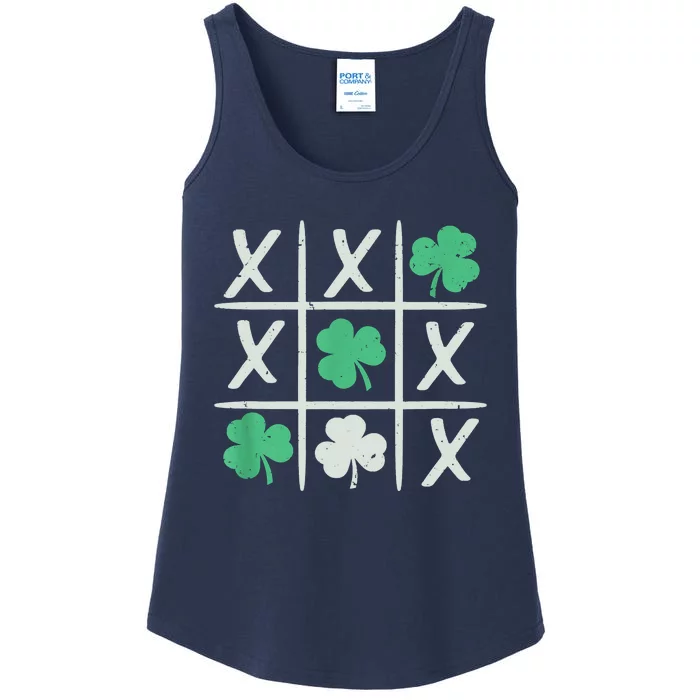 St Patrick's Day Tic Tac Toe Lucky Shamrock Ladies Essential Tank