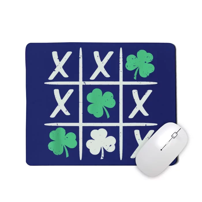 St Patrick's Day Tic Tac Toe Lucky Shamrock Mousepad