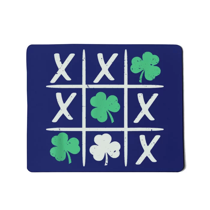 St Patrick's Day Tic Tac Toe Lucky Shamrock Mousepad