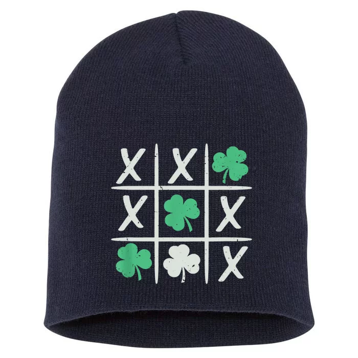 St Patrick's Day Tic Tac Toe Lucky Shamrock Short Acrylic Beanie