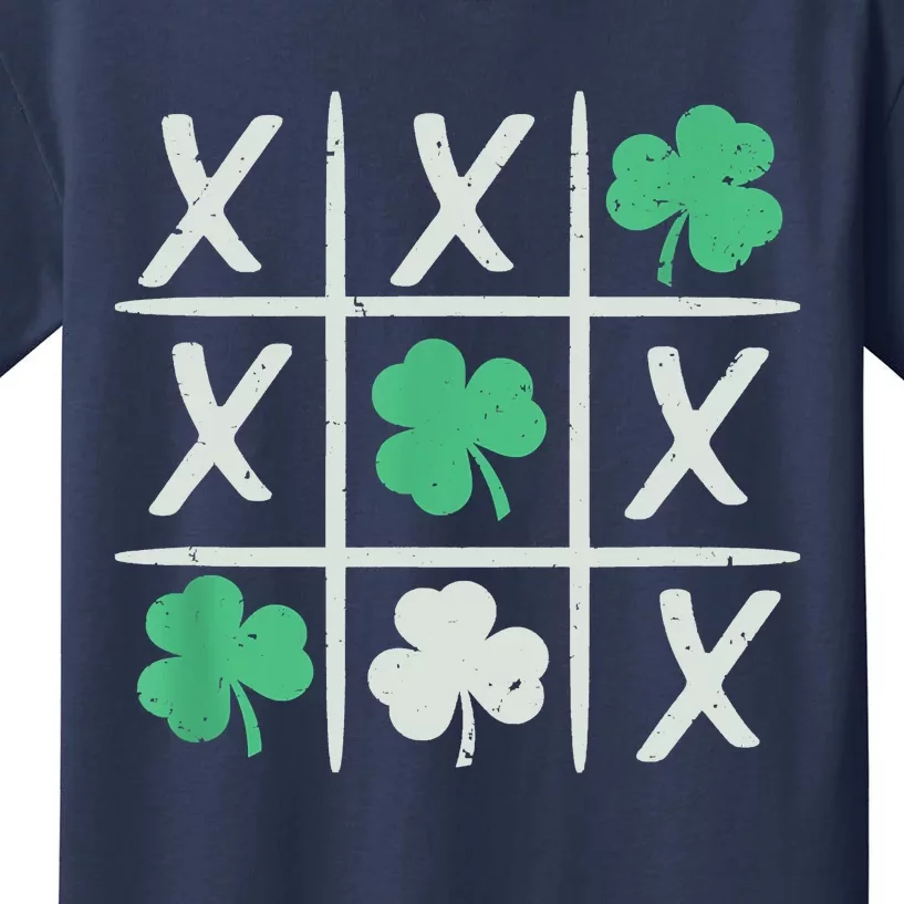 St Patrick's Day Tic Tac Toe Lucky Shamrock Kids T-Shirt