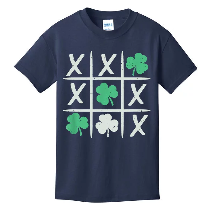 St Patrick's Day Tic Tac Toe Lucky Shamrock Kids T-Shirt