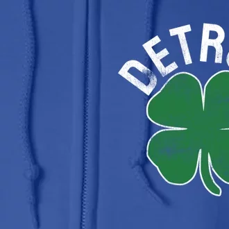 St Patrick's Day Shamrock Detroit Michigan Irish Gift Full Zip Hoodie