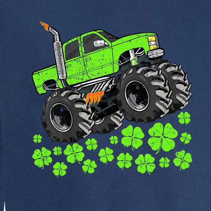 St Patricks Day Lucky Monster Truck Garment-Dyed Sweatshirt