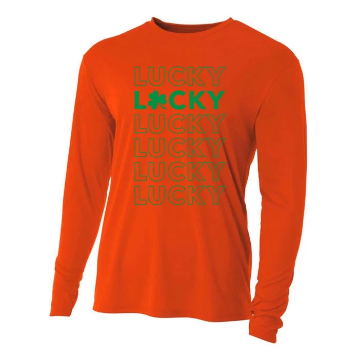 St Patricks Day Vintage Lucky Clover Shamrock Cute Gift Cooling Performance Long Sleeve Crew