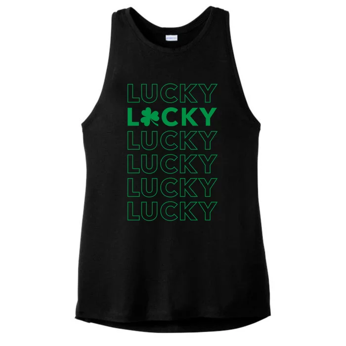 St Patricks Day Vintage Lucky Clover Shamrock Cute Gift Ladies Tri-Blend Wicking Tank