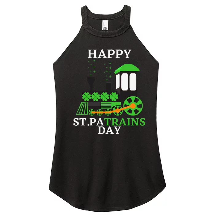 St Patricks Day For Shamrock Train Transportation Women’s Perfect Tri Rocker Tank