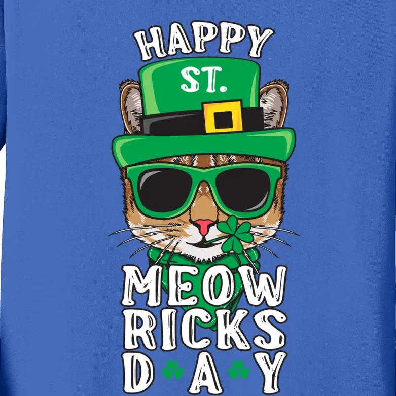 St Patricks Day Costume Leprechaun Cat Gift Kids Long Sleeve Shirt