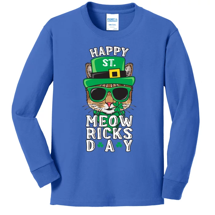 St Patricks Day Costume Leprechaun Cat Gift Kids Long Sleeve Shirt