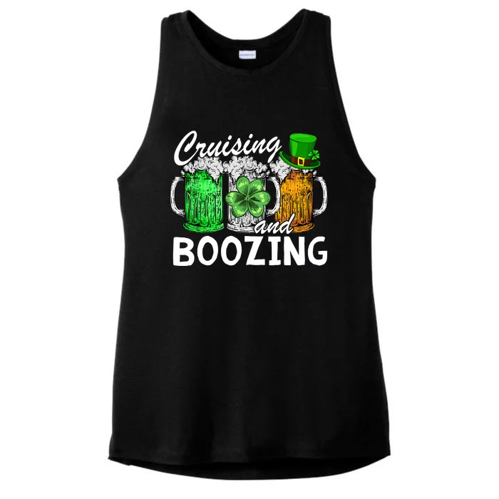 St Patricks Day Cruise Cruising and Boozing Drinking Ladies Tri-Blend Wicking Tank