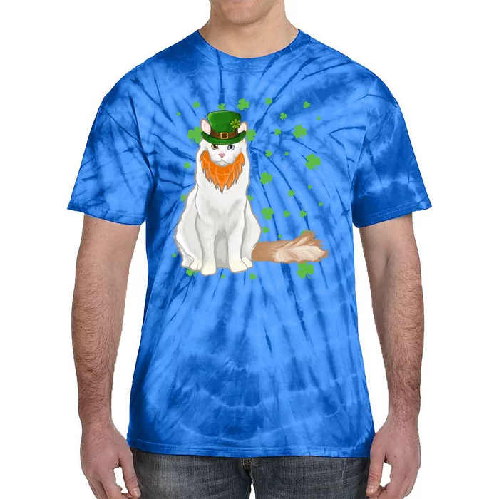 St Patricks Day Turkish Van Cat Shamrock Gift Tie-Dye T-Shirt