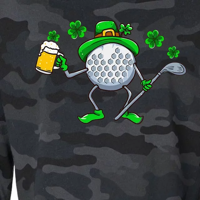 St Patricks Day Golf Golfing Irish Golfer Beer Humor Cropped Pullover Crew