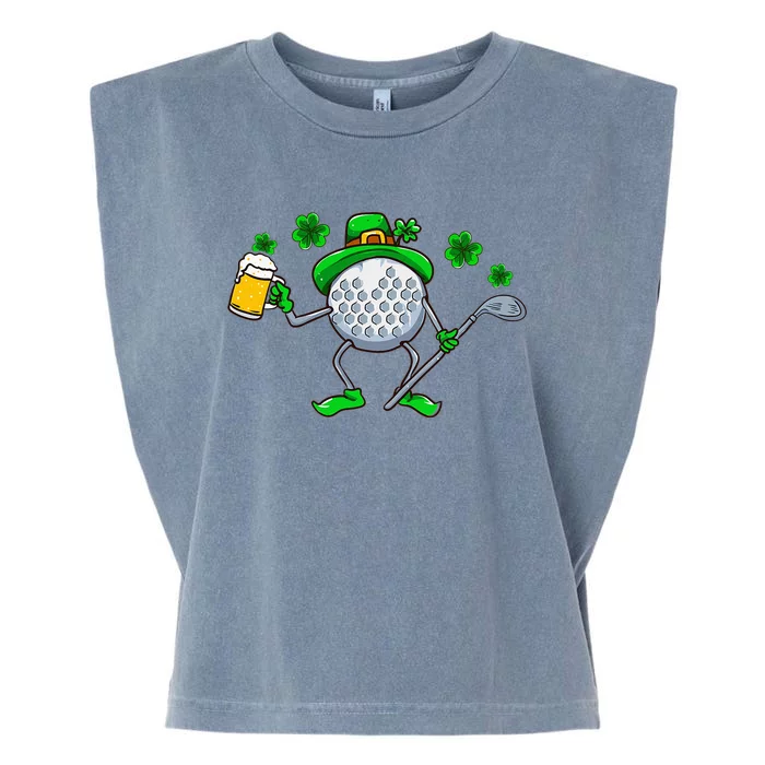 St Patricks Day Golf Golfing Irish Golfer Beer Humor Garment-Dyed Women's Muscle Tee