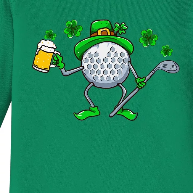 St Patricks Day Golf Golfing Irish Golfer Beer Humor Baby Long Sleeve Bodysuit