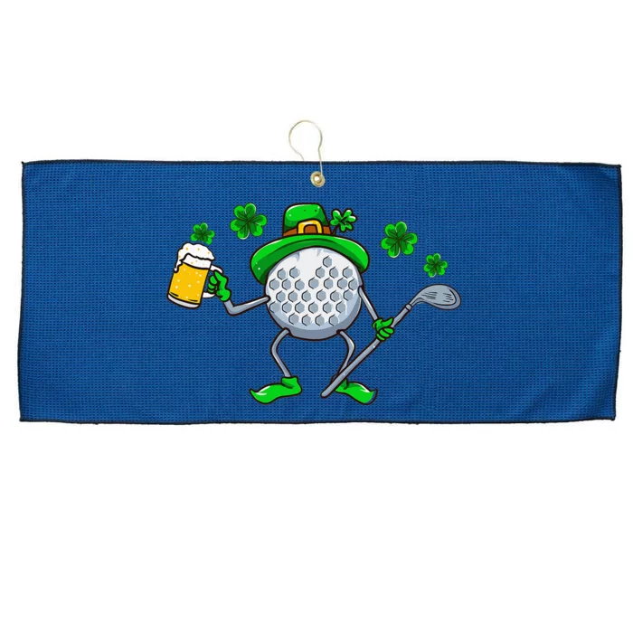 St Patricks Day Golf Golfing Irish Golfer Beer Humor Large Microfiber Waffle Golf Towel