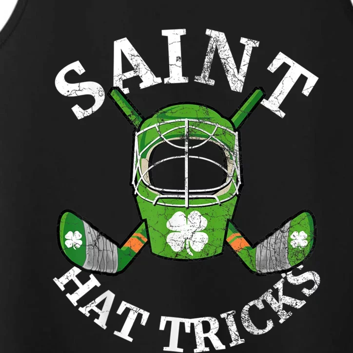 St Patrick's Day Saint Hat Tricks Hockey Shamrock Great Gift Performance Tank