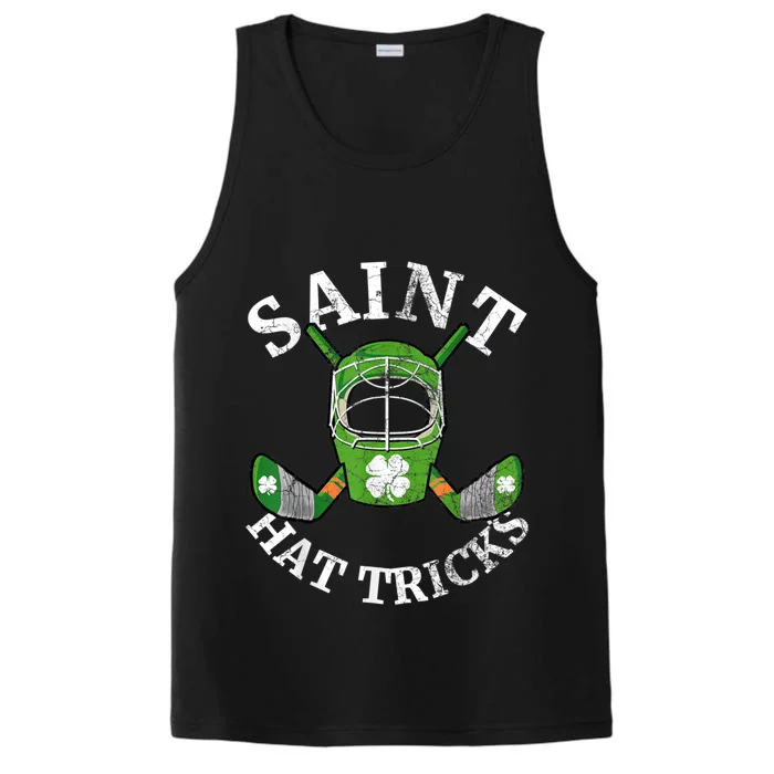 St Patrick's Day Saint Hat Tricks Hockey Shamrock Great Gift Performance Tank