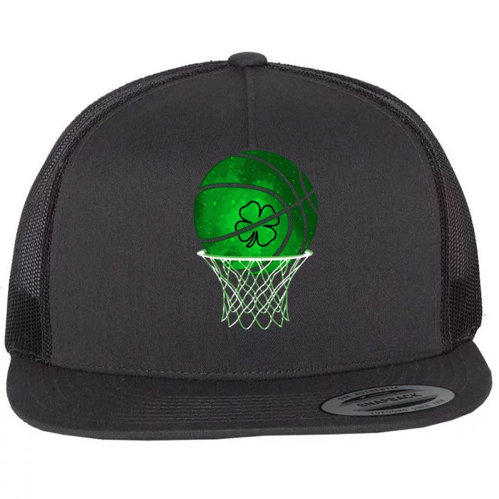 St Patricks day Shamrock Basketball Irish Flat Bill Trucker Hat