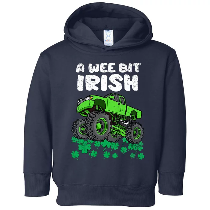 St Patricks Day Boy A Wee Bit Irish Monster Truck Toddler Hoodie