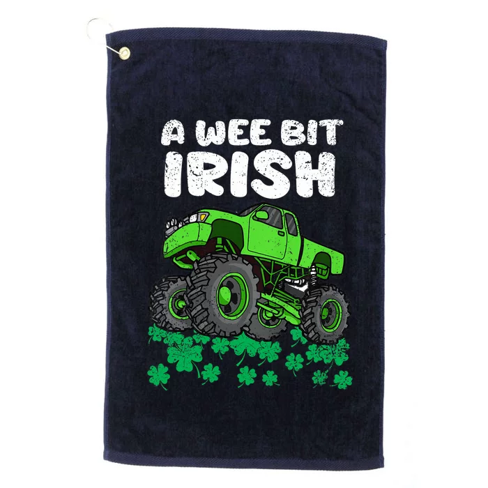 St Patricks Day Boy A Wee Bit Irish Monster Truck Platinum Collection Golf Towel