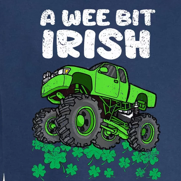 St Patricks Day Boy A Wee Bit Irish Monster Truck Garment-Dyed Sweatshirt