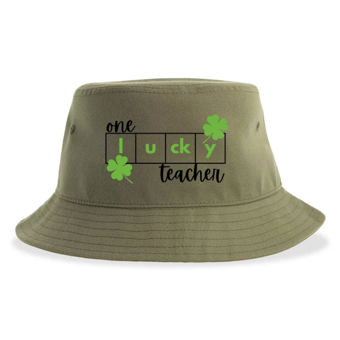 St Patrick's Day Lucky Reading Teacher Cute Gift Sustainable Bucket Hat