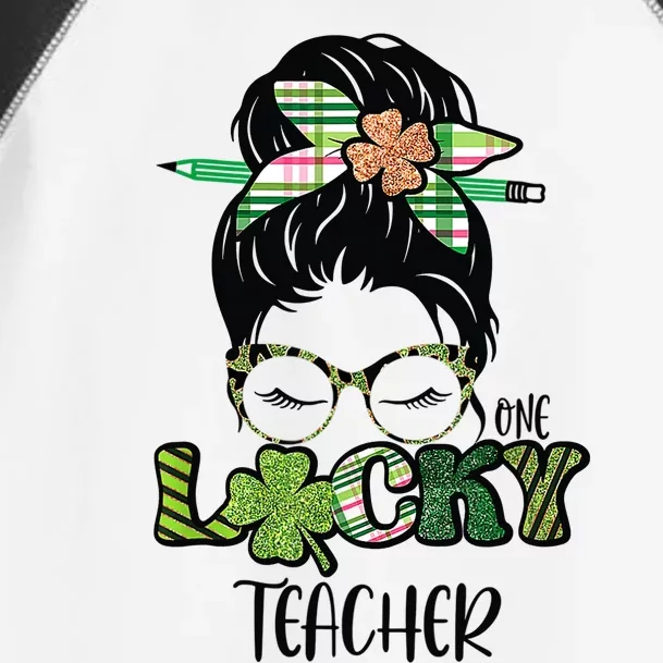 St Patrick's Day Leopard Lucky Teacher Messy Bun Shamrock Toddler Fine Jersey T-Shirt