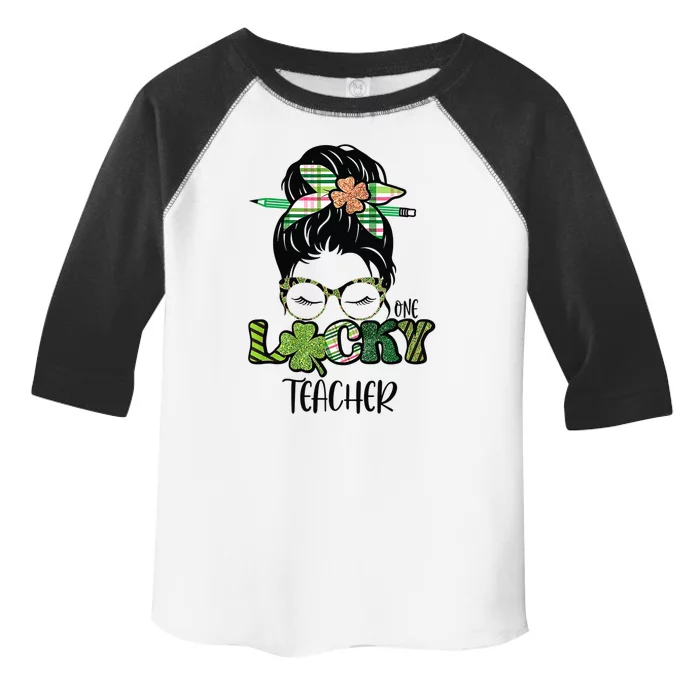 St Patrick's Day Leopard Lucky Teacher Messy Bun Shamrock Toddler Fine Jersey T-Shirt