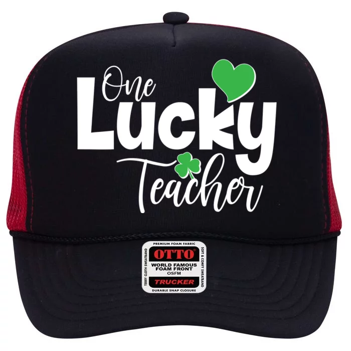 St Patricks Day One Lucky Teacher High Crown Mesh Trucker Hat