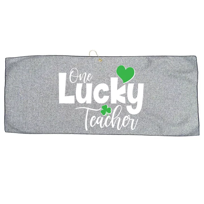 St Patricks Day One Lucky Teacher Large Microfiber Waffle Golf Towel