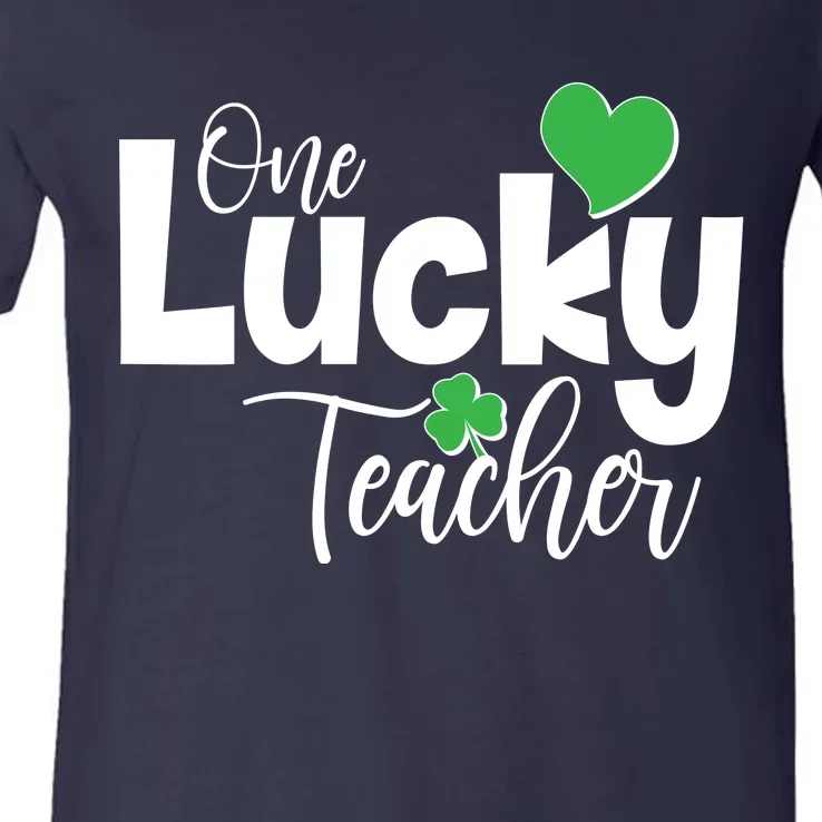 St Patricks Day One Lucky Teacher V-Neck T-Shirt