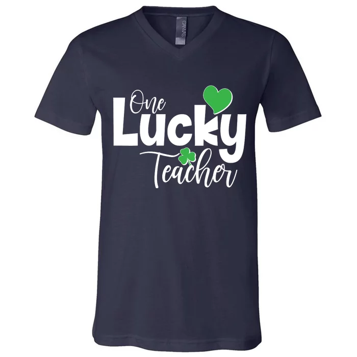 St Patricks Day One Lucky Teacher V-Neck T-Shirt