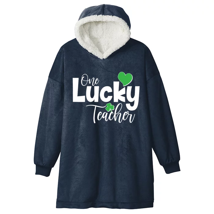 St Patricks Day One Lucky Teacher Hooded Wearable Blanket