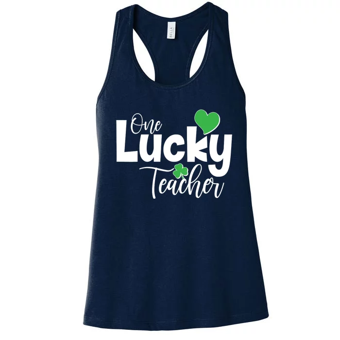 St Patricks Day One Lucky Teacher Women's Racerback Tank