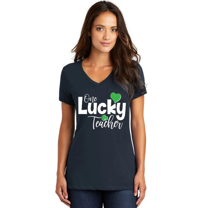 St Patricks Day One Lucky Teacher Women's V-Neck T-Shirt