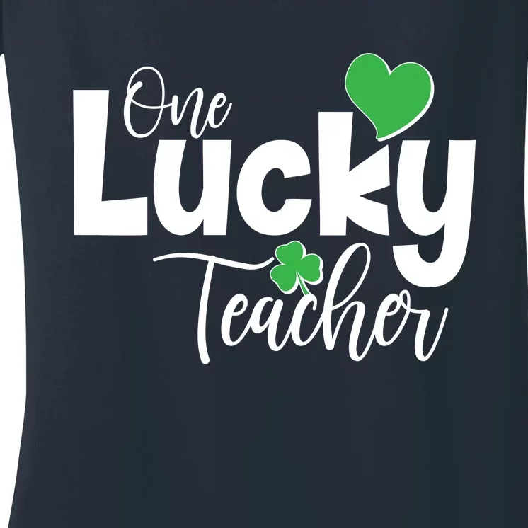 St Patricks Day One Lucky Teacher Women's V-Neck T-Shirt