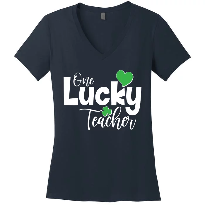 St Patricks Day One Lucky Teacher Women's V-Neck T-Shirt