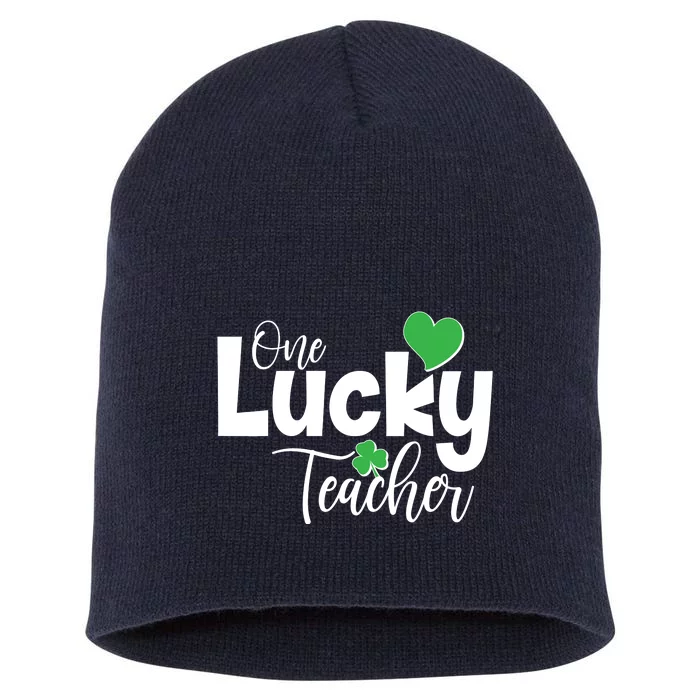 St Patricks Day One Lucky Teacher Short Acrylic Beanie