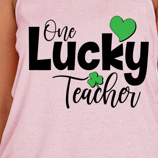 St Patricks Day One Lucky Teacher Women's Knotted Racerback Tank