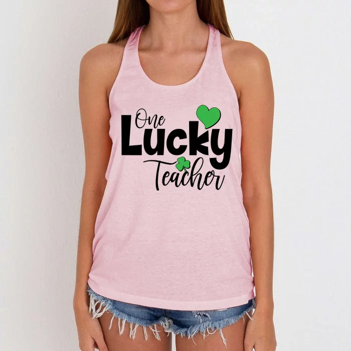 St Patricks Day One Lucky Teacher Women's Knotted Racerback Tank